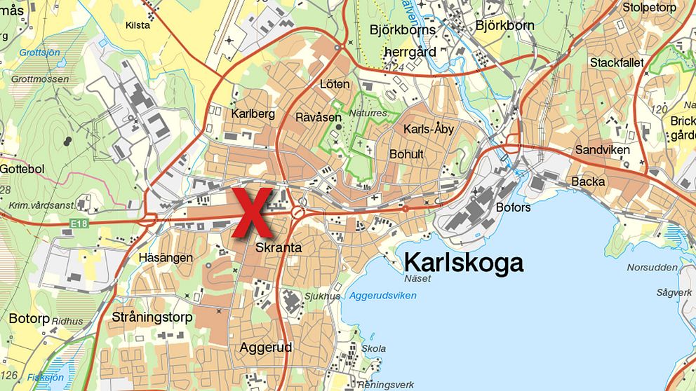 Kartbild över Karlskoga