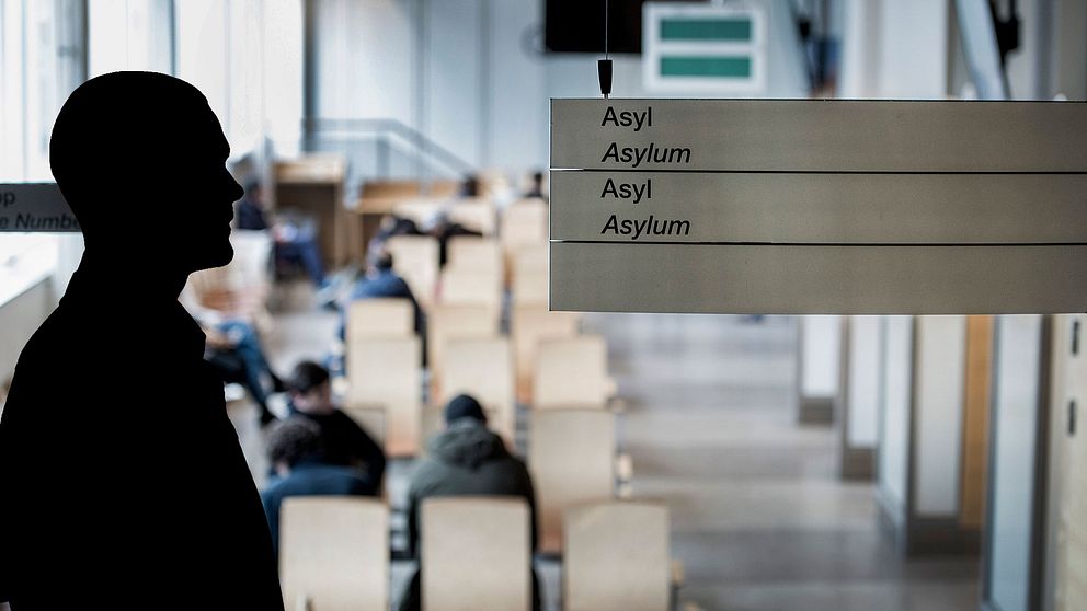 Siluett av en man, samt en genrebild på Migrationsverket.