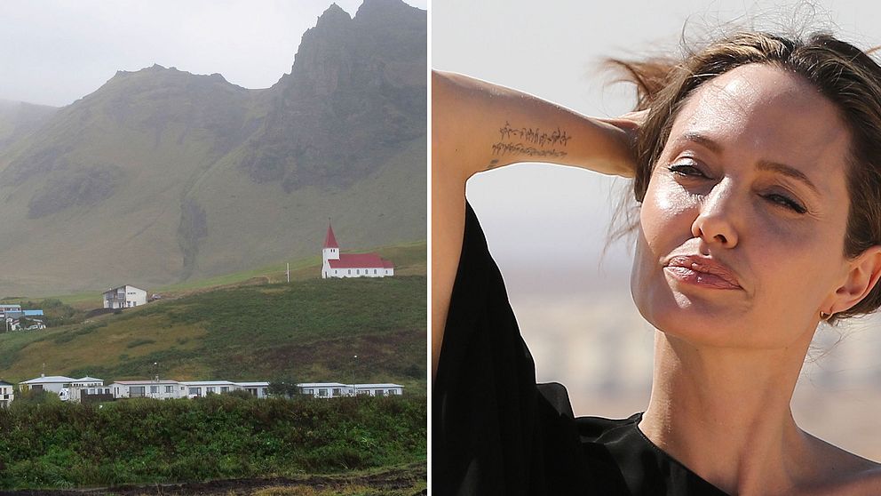 Vulkanen Katla på Island ocg skådespelerskan Angelina Jolie.