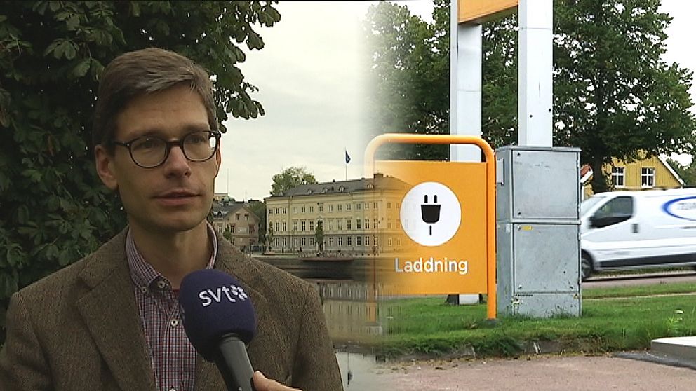Jörgen Persson, klimat- och energistrateg på länsstyrelsen i Värmland och en elbilsladdare (montage)