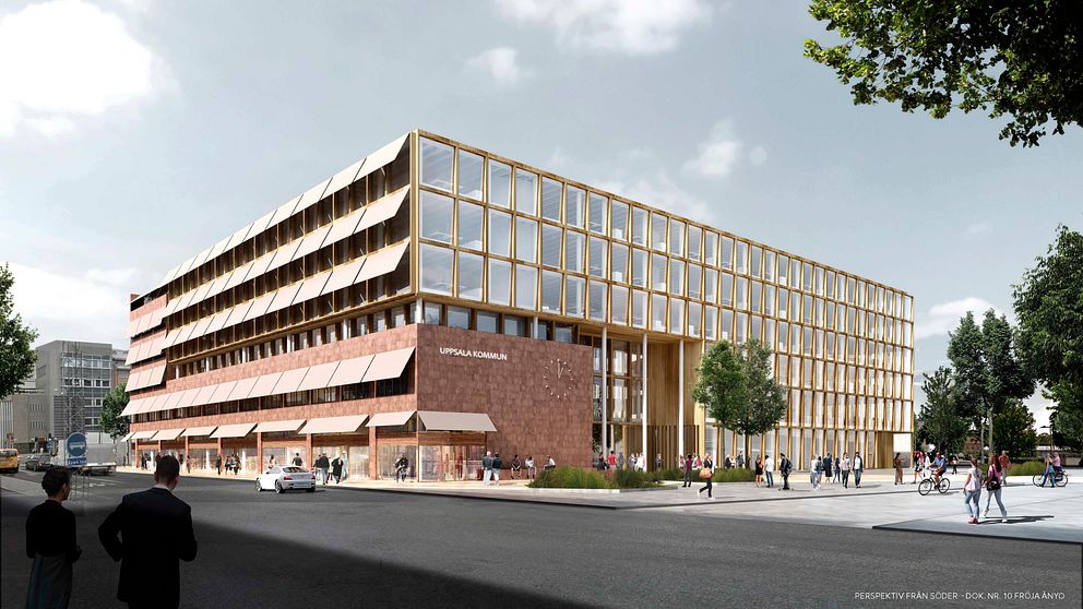 Vinnande förslaget ”Fröja Ånyo” i arkitekttävlingen för nya stadshuset i Uppsala.