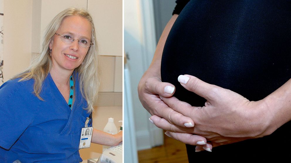 Ann-Kristin Rönnberg forskar om övervikt vid graviditet. Även bild på en gravid mage.