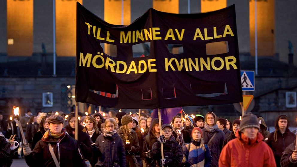 Demonstration i Göteborg för att uppmärksamma mäns våld mot kvinnor. Arkivbild.
