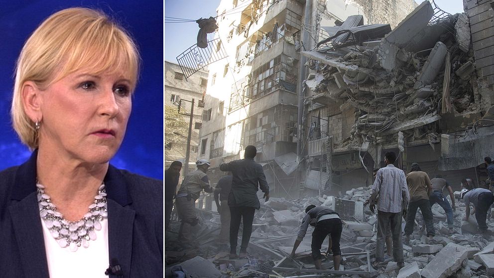 Utrikesminister Margot Wallström pratar om förödelsen i Aleppo i kvällens Aktuelltsändning.