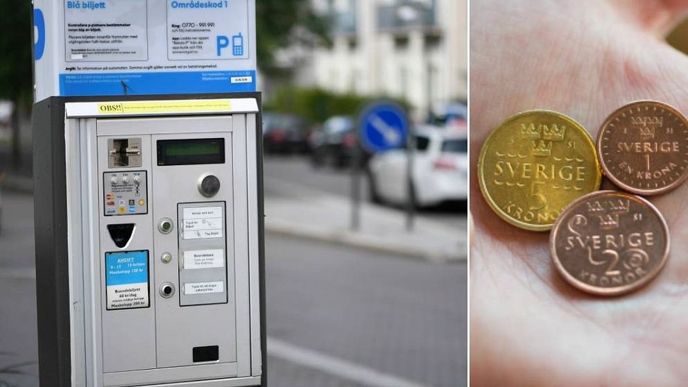 p-automat parkering nya mynt pengar