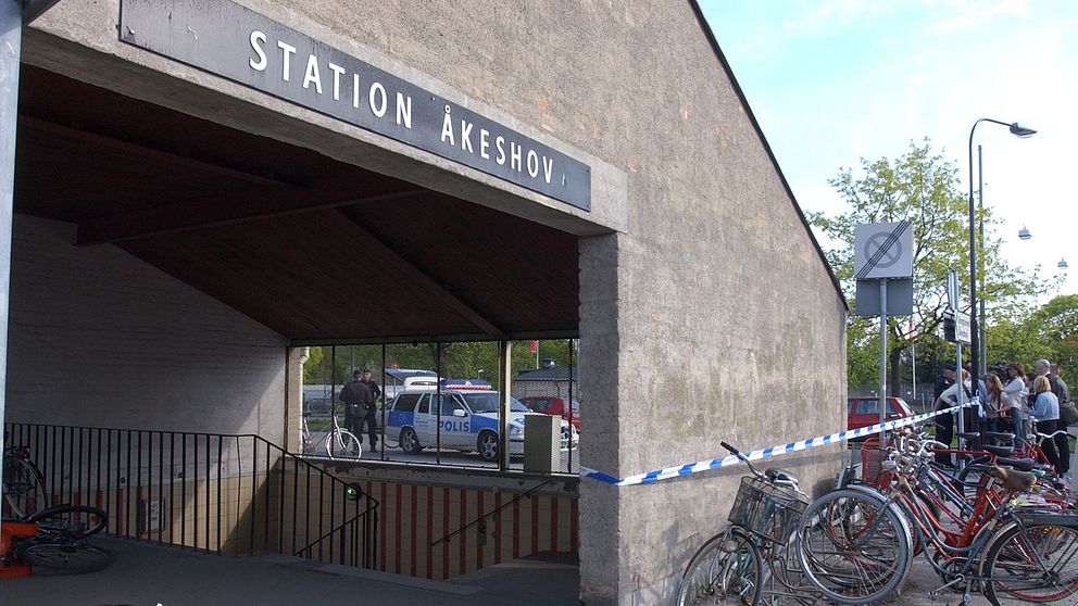 Åkeshov tunnelbanestation, polisavspärrning.