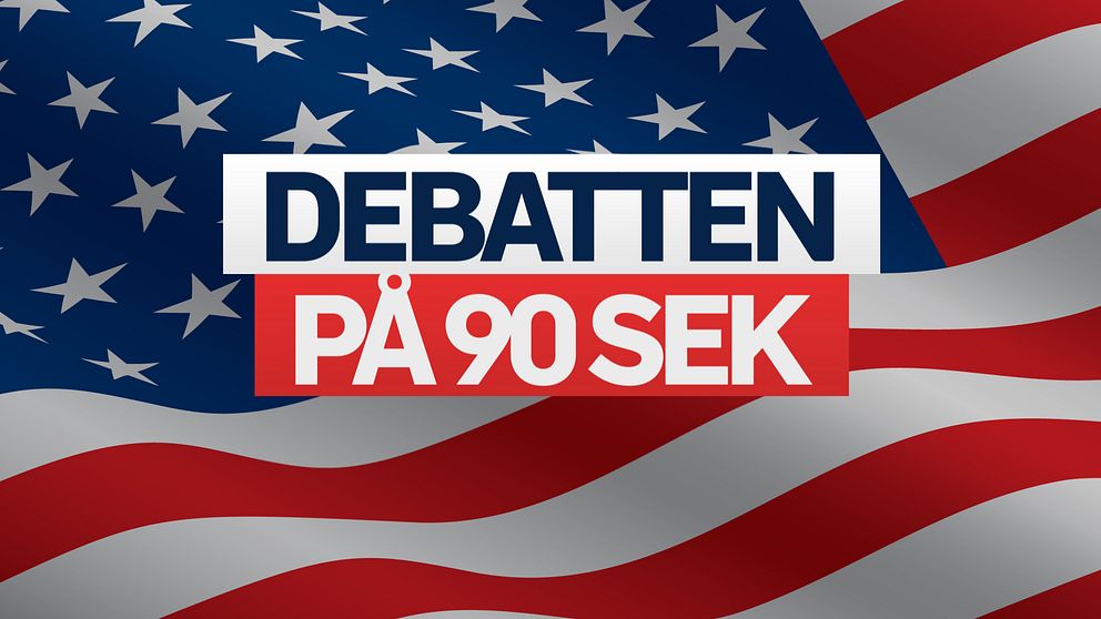 Amerikansk flagga och texten ”debatten på 90 sek”