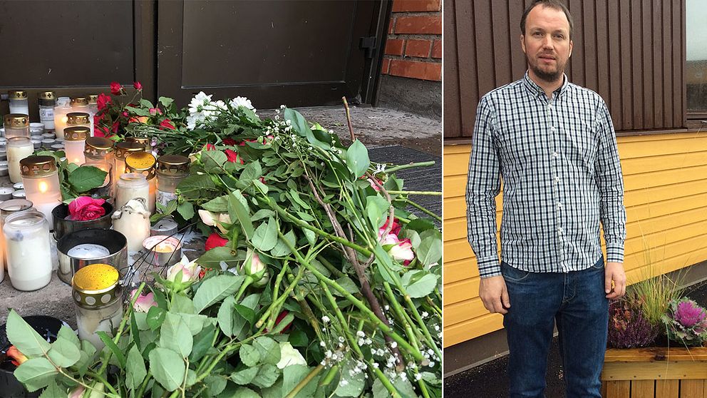 Hugo Hermansson är fritidsledare på fritidsgården i Lessebo blommor ljus