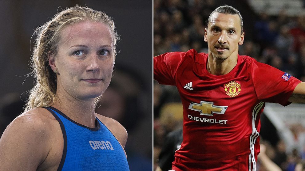 Sarah Sjöström och Zlatan Ibrahimovic – fyra respektive etta på listan över omskrivna svenska idrottare.