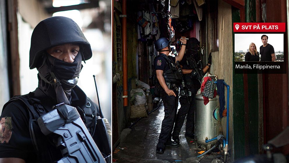 SVT:s Asienkorrespondent Susan Ritzén och Korrespondentfotograf Nicolai Zellmani har i flera dygn följt president Dutertes drogkrig i Filippinerna. På 100 dagar har 3625 människor dödats, nära hälften har skjutits av polisen vid polisoperationer.