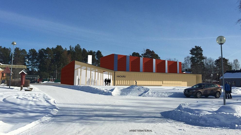 Arkitektmaterial över nya föreningshuset i Hackås