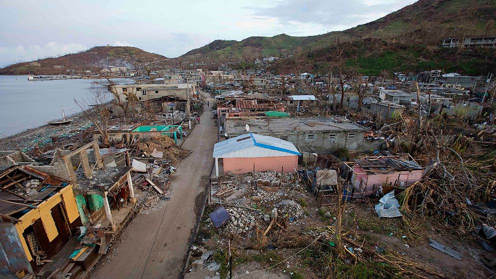 Förödelse i Haiti efter orkanen Matthews framfart.