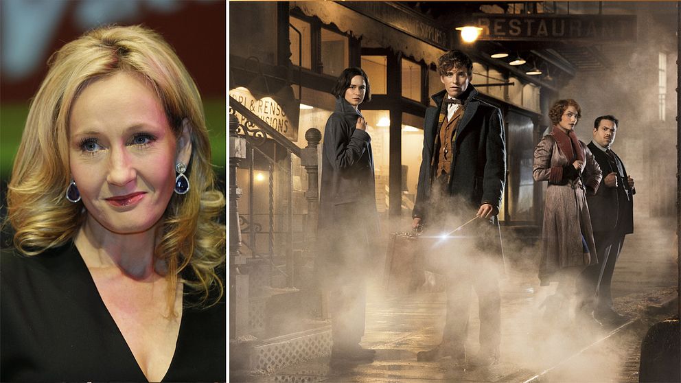 Rowling och ensemblen från ”Fantastiska vidunder och var man hittar dem”.