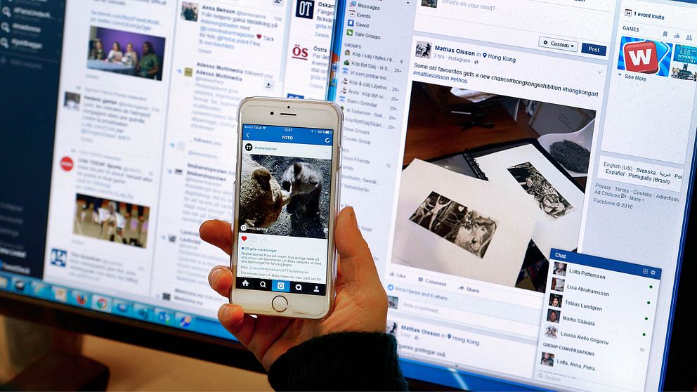 Sociala medier, Twitter, Facebook, Instagram.