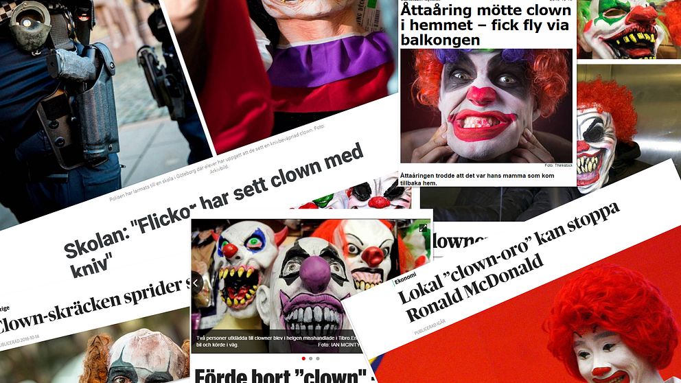 Artiklar i svensk press om clowner