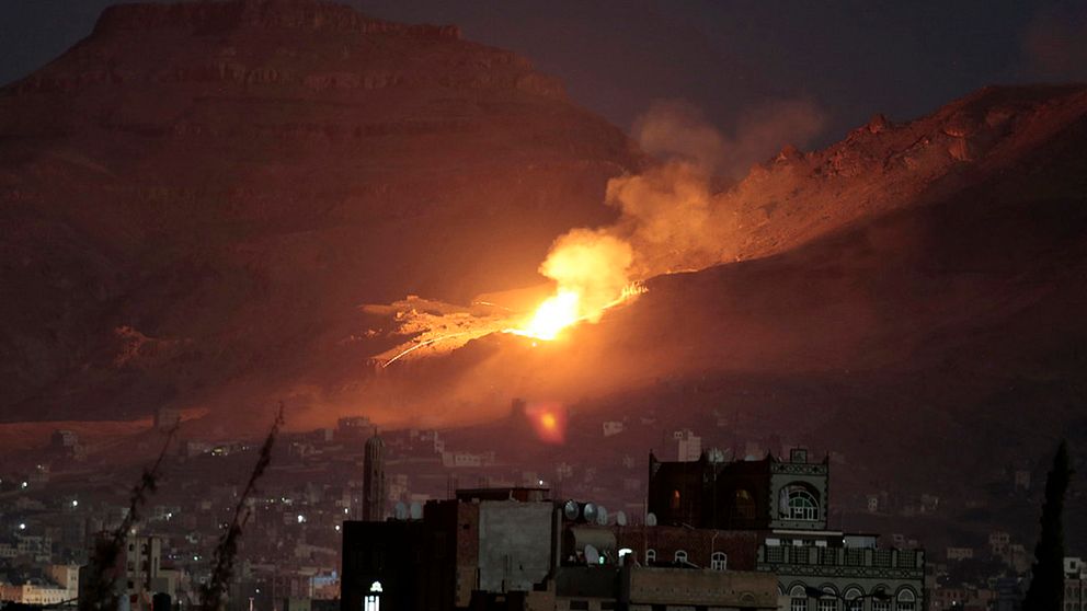 Ett flyganfall i utkanten av Jemens huvudstad Sanna. Arkivbild.