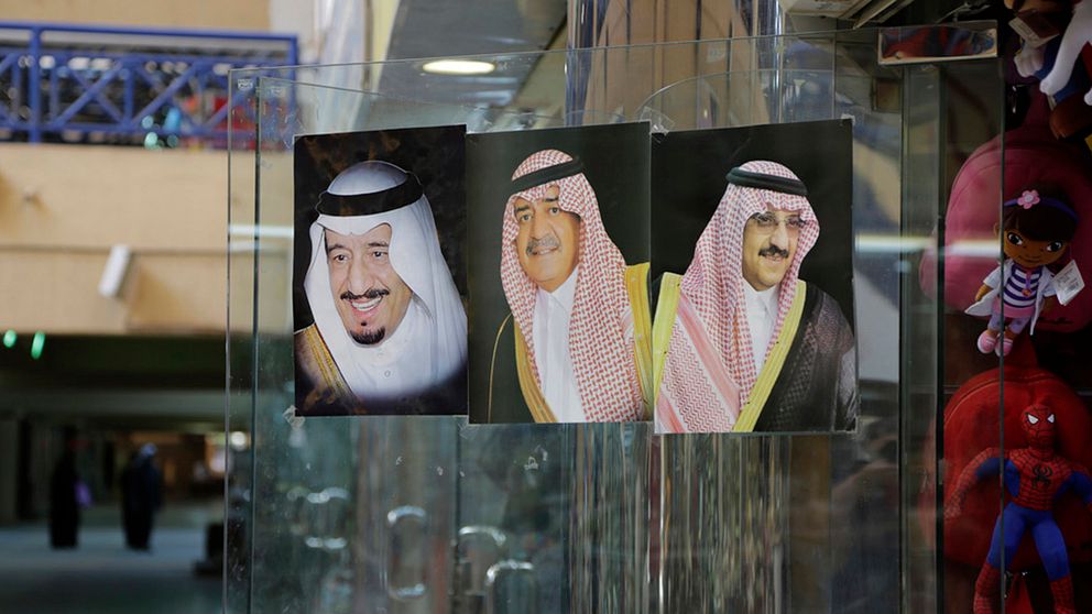Saudiarabien styrs av kungahuset, som leds av kung Salman, till vänster. Amnesty anser att Löfven måste framföra kritik mot de bristande mänskliga rättigheterna i landet.