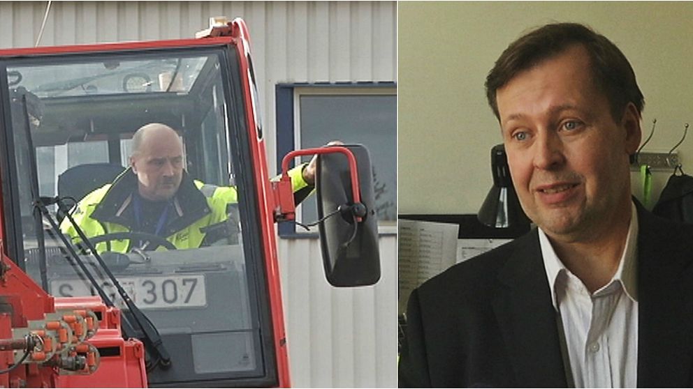 En man i en maskin och en man i kostym