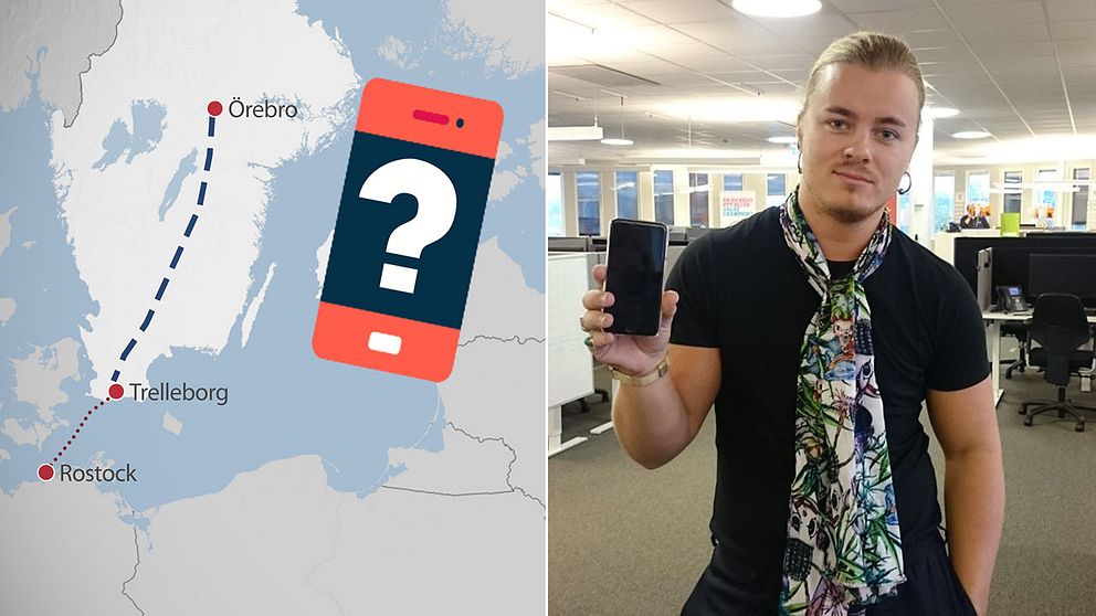 Örebroaren Lukas Timbäck och hans mobil, som varit på äventyr i Tyskland.