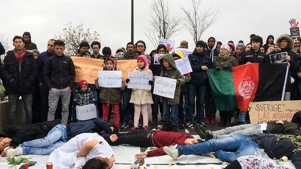 Manifestation i Borlänge mot återtagandeavtal med Afghanista