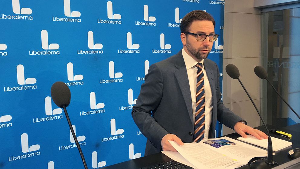 Liberalernas Fredrik Malm presenterade ett nytt integrationspolitiskt program under en pressträff i Riksdagens presscenter i Stockholm.