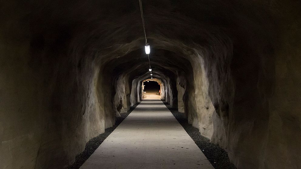 Tunnel som går till ett bergrum i Bondberget i Jönköping