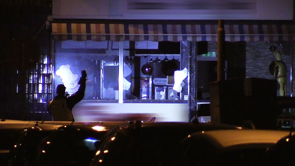Skador efter explosionen på restaurangen i Landskrona.