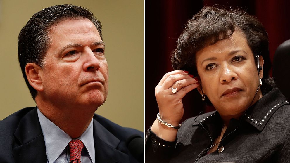 FBI-chefen James Comey och justitieminister Loretta Lynch.