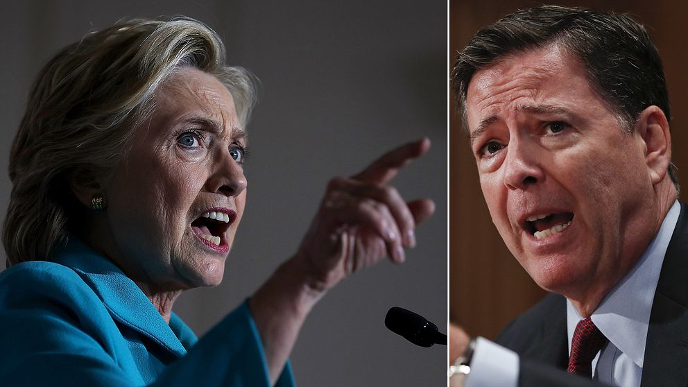 Demokraternas presidentkandidat Hillary Clinton och FBI-chefen James Comey.