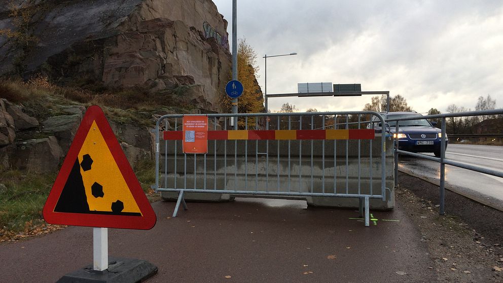 Gång- och cykelvägen vid Rudsberget är avstängd