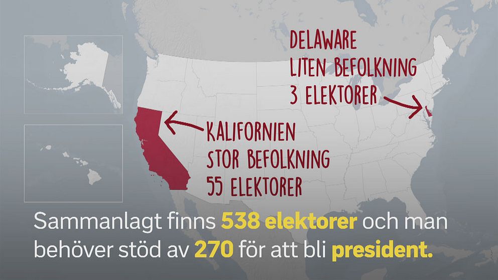 USA-karta med Kalifornien och Delaware utmärkta