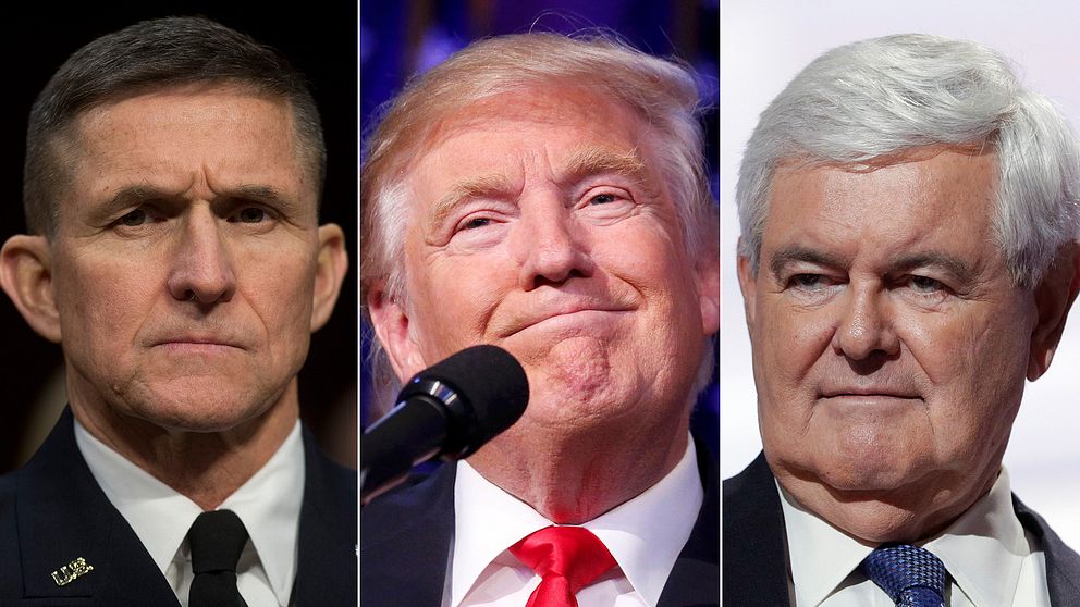Michael Flynn, Donald Trump och Newt Gingrich.