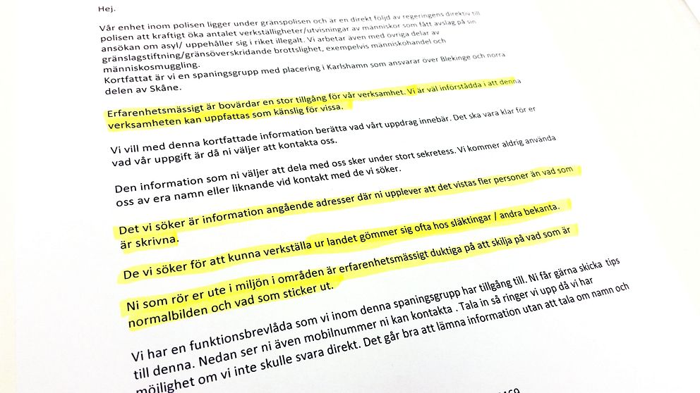 Här är brevet som gränspolisen skickade