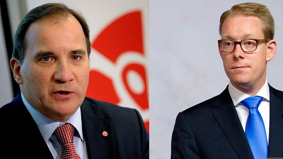 Socialdemokraternas partiledare Stefan Löfven och migrationsminister Tobias Billström.