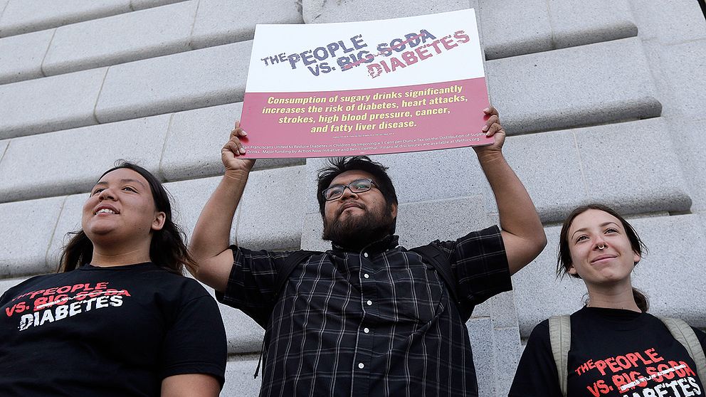 Demonstranter i San Francisco inför veckan omröstning.