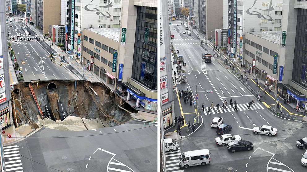 Slukhålet kapade inte bara trafiken utan också el-, vatten- och gasledningar till flera stadsdelar.