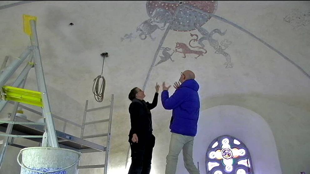 Nyfunnen muralmålning i Valla kyrka