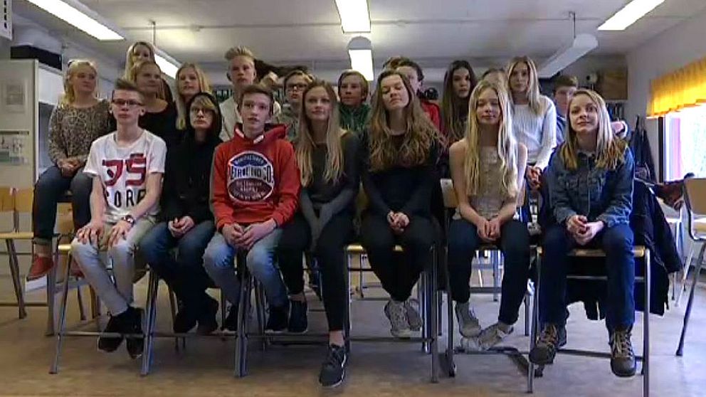 Sjundeklassarna på Stenstorpsskolan i Halmstad.