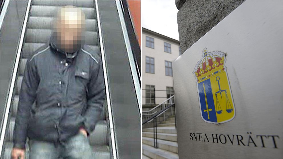 35-åringe tunnelbaneknuffaren och en bild på Svea Hovrätt.