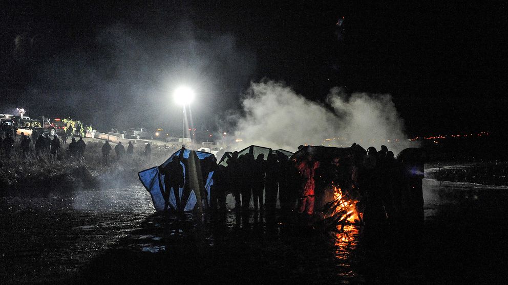 Demonstrationer mot en oljeledning i North Dakota, USA.