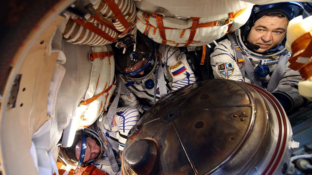 Trångt om saligheten ombord på den ryska rymdkapseln Soyuz. Arkivbild.