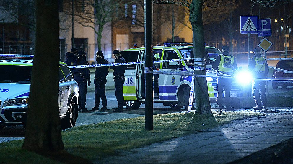 Polispådrag efter dödsskjutning i Malmö den 29 februari 2016.