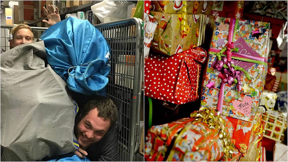 ICA Strömmens personal ligger i en lastvagn översvämmade av paket.