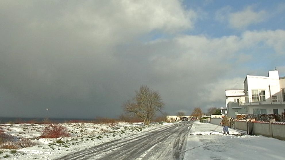 Först snön för säsongen i Visby den 7 november.