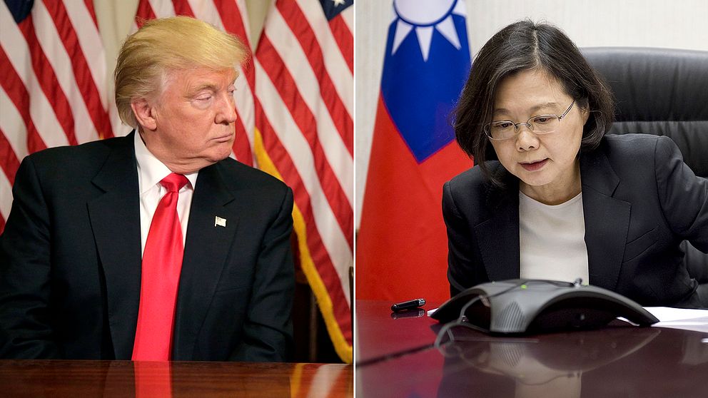 Taiwans president Tsai Ing-wen (till höger) ringde upp USA:s tillträdande president Donald Trump.