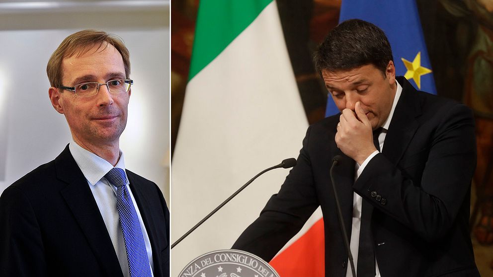 SEB:s chefsekonom Robert Bergqvist (till vänster) menar att marknaden varit väl förberedd för ett nederlag för Italiens premiärminister Matteo Renzi.