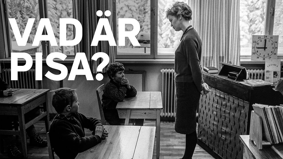 Skolmiljö med texten ”vad är Pisa?”