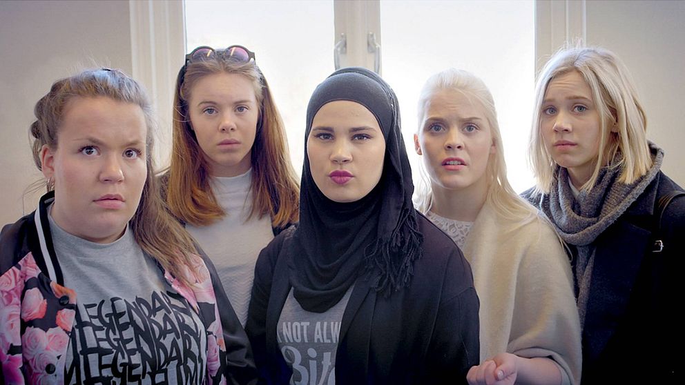 Eva, Chris, Sana, Vilde och Noora i Skam.