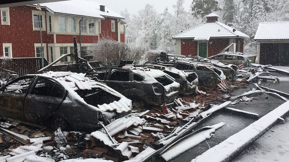 Brand, garagelänga, Strängnäs