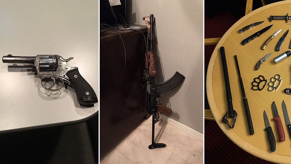 Exempel på beslagtagna vapen.